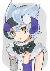 Rule 34 | 1girl, absurdres, bare shoulders, belt, blue hair, closed mouth, culdcept, eyelashes, hair between eyes, highres, light blue hair, long eyelashes, looking at viewer, makosu (toilet mania), sketch, solo, yellow eyes