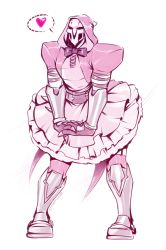 Rule 34 | 1boy, alextau666, bow, crossdressing, dress, executioner (alextau666), full body, gloves, heart, highres, hood, leaning forward, male focus, me!me!me!, overwatch, overwatch 1, own hands clasped, own hands together, pink dress, pink gloves, pink theme, pink thighhighs, reaper (overwatch), simple background, solo, spoken heart, standing, thighhighs, white background