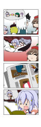 Rule 34 | &gt; &lt;, +++, 4girls, 4koma, ?, ^ ^, absurdres, anger vein, arrow (symbol), balancing, ball, beamed quavers, bird, blonde hair, book, brown hair, cat, chick, closed eyes, comic, crystal, cup, dog, flying sweatdrops, flying teardrops, futon, gradient background, unworn headwear, heart, highres, imagining, kitten, konpaku youmu, leg up, light purple hair, lunasa prismriver, lying, lyrica prismriver, merlin prismriver, multiple girls, music, musical note, on stomach, open book, puffy short sleeves, puffy sleeves, puppy, quaver, rakugaki-biyori, reading, short sleeves, silent comic, singing, solid oval eyes, sparkle, spoken character, spoken heart, spoken object, spoken question mark, sweatdrop, table, tears, toucan, touhou, trash can, white hair, yunomi