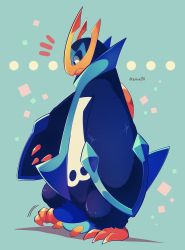 Rule 34 | bird, blue eyes, claws, closed mouth, commentary request, creatures (company), empoleon, game freak, gen 4 pokemon, highres, jacknaiff, looking down, nintendo, no humans, penguin, piplup, pokemon, pokemon (creature), square, standing, toes