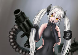Rule 34 | 1girl, absurdres, bare shoulders, black gloves, breasts, collarbone, destroyer (girls&#039; frontline), girls&#039; frontline, gloves, hair between eyes, highres, hip vent, large breasts, long hair, multicolored hair, pi4 pi yo, sangvis ferri, sidelocks, solo, streaked hair, twintails, very long hair, yellow eyes