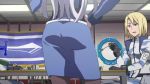 Rule 34 | 1girl, animated, ass, ass shake, dancing, formal, frolaytia capistrano, from behind, hand on own hip, havia winchell, heavy object, lower body, military, military uniform, pantyhose, qwenthur barbotage, silver hair, skirt, suit, tagme, uniform, video