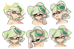 Rule 34 | + +, 1girl, bare shoulders, blush, detached collar, earrings, expressions, fangs, gloves, gomipomi, inkling, inkling player character, jewelry, looking at viewer, marie (splatoon), mole, mole under eye, multiple views, nintendo, object on head, simple background, sparkle, splatoon (series), splatoon 1, star-shaped pupils, star (symbol), sweat, sweatdrop, symbol-shaped pupils, tentacle hair, white background