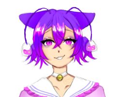 Rule 34 | 1girl, 2023, ahegao, angxl, animal ears, antennae, bad tag, blue hair, cat ears, child, flat chest, indie virtual youtuber, littlenii, neck bell, purple eyes, purple hair, solo, virtual youtuber