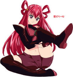 Rule 34 | 00s, 1girl, ayanashi kunio, bike shorts, boots, cameltoe, character name, dark cure (yes! precure 5), dark dream, eiko, knee boots, leg lift, long hair, midriff, no pants, pink hair, precure, purple eyes, red hair, solo, thighhighs, yes! precure 5