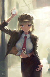 Rule 34 | 1girl, absurdres, blonde hair, blue eyes, breasts, dino (dinoartforame), hair ornament, highres, holding, holding pocket watch, hololive, hololive english, large breasts, pocket watch, virtual youtuber, watch, watson amelia, watson amelia (1st costume)