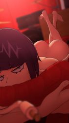 Rule 34 | 1girl, 3d, boku no hero academia, greatm8, highres, indoors, jirou kyouka, looking at viewer, lying, nude, on stomach, solo, tagme