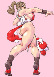 Rule 34 | 1girl, ass, breasts, brown hair, fatal fury, huge ass, large breasts, legs, long hair, looking at viewer, millefeuille, ninja, ponytail, shiranui mai, sideboob, snk, standing, the king of fighters, thick thighs, thighs