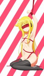 Rule 34 | 00s, 1girl, absurdres, bdsm, blindfold, blonde hair, bondage, bound, breasts, fate testarossa, headphones, highres, long hair, lyrical nanoha, mahou shoujo lyrical nanoha, nipples, ribbon, ribbon bondage, sensory deprivation, solo, thighhighs, tom-ani
