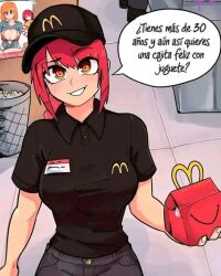 Rule 34 | 1girl, chainsaw man, happy meal, makima (chainsaw man), mcdonald&#039;s, red hair, rogerart, unusual pupils, yellow eyes