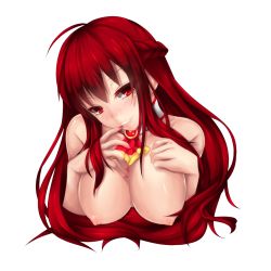 Rule 34 | 1girl, breasts, elesis (elsword), elsword, fi-san, grand master (elsword), large breasts, long hair, nipples, red eyes, red hair, solo, transparent background