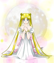 Rule 34 | anello81, bishoujo senshi sailor moon, blonde hair, dress, highres, long hair, moon, princess serenity, tsukino usagi, white dress