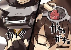Rule 34 | 10s, 1girl, cassette player, comic, english text, holding, kantai collection, long hair, nagato (kancolle), solo, tanaka kusao, translation request