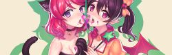 Rule 34 | 10s, 2girls, animal ears, bare shoulders, bat wings, bell, black hair, blush, bow, breasts, cat ears, cat tail, choker, cleavage, comic, ear piercing, fiodo, food, food on face, hair bow, hair ornament, halloween, jingle bell, looking at viewer, love live!, love live! school idol project, multiple girls, nishikino maki, piercing, pointy ears, purple eyes, red eyes, red hair, short hair, skull hair ornament, small breasts, tail, tongue, tongue out, twintails, upper body, wand, wings, yazawa nico