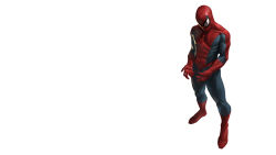 Rule 34 | 1boy, highres, male focus, marvel, simple background, solo, spider-man, spider-man (series), standing, wallpaper, white background