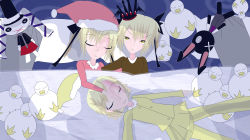 Rule 34 | absurdres, amy, androgynous, bed, bed sheet, bird, blonde hair, doll, duck, duckling, highres, koshimizu, multiple girls, self-upload