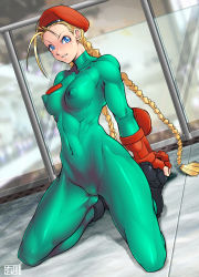 Rule 34 | 1girl, alternate costume, antenna hair, beret, blonde hair, blue eyes, bodypaint, bodysuit, boots, braid, breasts, cammy white, capcom, censored, collarbone, covered erect nipples, dutch angle, false clothes, female pubic hair, fingerless gloves, floor, gloves, hat, highres, kneeling, long hair, looking at viewer, medium breasts, mosaic censoring, muscular, navel, nipples, painted clothes, pointless censoring, pubic hair, puffy nipples, qkat (arikawa-dou), sitting, skin tight, solo, street fighter, twin braids, very long hair, window