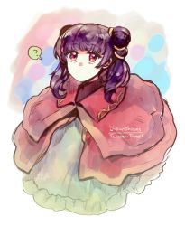 Rule 34 | 1girl, blush, dragon wings, dress, fire emblem, fire emblem: the sacred stones, fire emblem heroes, highres, liefe, long hair, multi-tied hair, myrrh (fire emblem), nintendo, open mouth, purple hair, red eyes, simple background, solo, twintails, wings