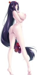 Rule 34 | 1girl, absurdres, ass, atelier kaguya, barefoot, black hair, breast hold, breasts, choco chip, completely nude, full body, game cg, highres, horns, huge breasts, kijou yasha, lipstick, long hair, love x holic ~miwaku no otome to hakudaku kankei~, low-tied long hair, makeup, mama x holic, mama x holic ~miwaku no mama to amaama kankei~, mature female, nipples, nude, pale skin, red eyes, red lips, shiny skin, smile, soles, solo, standing, tachi-e, transparent background, very long hair