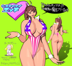 Rule 34 | 2girls, 3d, american flag, ass, blonde hair, breasts, brown hair, capcom, chibi, fatal fury, hairband, high ponytail, huge breasts, justice gakuen, jyubei, multiple girls, ponytail, shiranui mai, short hair, snk, surprised, swimsuit, the king of fighters, tiffany lords, translation request, wide hips