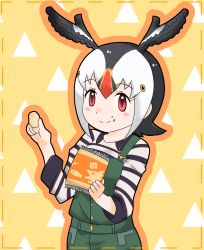 Rule 34 | animal ears, bird, cats yone, eating, highres, kemono friends, kemono friends 3, puffin, red eyes, shirt, smile, tail