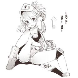 Rule 34 | 1girl, arcade riven, belt, blush, breasts, cleavage, crusaders quest, dated, ejami, gameplay mechanics, gloves, greyscale, heart, looking at viewer, medium hair, monochrome, open mouth, riven (league of legends), shorts, signature, simple background, smile, solo, star (symbol), white background