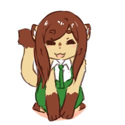 Rule 34 | brown hair, closed eyes, furry, furry female, lowres, ohakotome, open mouth, weasel girl