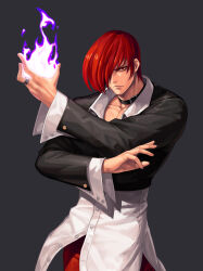 Rule 34 | 1boy, bad tag, buttons, collar, fatal fury, highres, iori, jewelry, ring, yagami