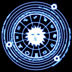 Rule 34 | aquarius (symbol), aries (symbol), blue theme, cancer (symbol), capricorn (symbol), face, female focus, gemini (symbol), immaterial and missing power, kirisame marisa, leo (symbol), libra (symbol), lowres, magic circle, monochrome, no humans, pisces (symbol), sagittarius (symbol), scorpio (symbol), spell card, sun, taurus (symbol), touhou, virgo (symbol), zodiac