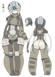 Rule 34 | 1girl, android, ass, ass cutout, butt crack, character sheet, clothing cutout, female focus, from behind, gyurinos, helmet, highres, original, pale skin, solo