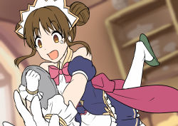 Rule 34 | 1girl, breasts, brown eyes, brown hair, large breasts, maid, open mouth, princess connect!, suzume (princess connect!), umarutsufuri