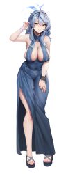 Rule 34 | 1girl, absurdres, ako (blue archive), ako (dress) (blue archive), armpits, black hairband, blue archive, blue eyes, blue hair, blue halo, blush, breasts, cleavage, cuffs, dress, full body, hair between eyes, hairband, halo, handcuffs, highres, large breasts, long hair, looking at viewer, mung (larnec), nail polish, official alternate costume, open mouth, sideboob, simple background, sleeveless, sleeveless dress, smile, solo, white background