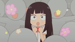 Rule 34 | 1girl, :d, :o, animated, animated gif, black hair, blunt bangs, blush, bow, bowtie, chibi, constricted pupils, crowd, everyone, faceless, hime cut, kimi ni todoke, kuronuma sawako, long hair, lowres, open mouth, school uniform, smile, solo focus, surrounded, upper body