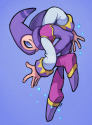 Rule 34 | 1other, androgynous, blue eyes, bodysuit, closed mouth, dynamic pose, eye contact, flying, gloves, hat, highres, jester, jester cap, ketrindarkdragon, long sleeves, looking at another, looking at viewer, nights (character), nights into dreams, sega, smile, solo, vest