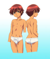 Rule 34 | 1boy, briefs, bulge, character sheet, from behind, lowres, male focus, male underwear, natsuyasumi., navel, nipples, no pants, official art, penis, short hair, solo, topless male, underwear, yuu (natsuyasumi.)