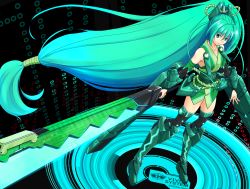 Rule 34 | boots, green hair, highres, kyou (tr-6), solo, sword, thighhighs, vividgreen, vividred operation, weapon