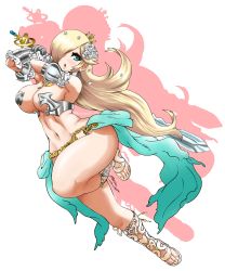 Rule 34 | 1girl, absurdres, armlet, armor, awesomeerix, bare shoulders, belt, bikini armor, blonde hair, blue eyes, breasts, code of princess, cosplay, detached collar, flower, gauntlets, hair flower, hair ornament, hair over one eye, highres, large breasts, lips, long hair, looking at viewer, mario (series), navel, nintendo, panties, revealing clothes, rosalina, sandals, showgirl skirt, solange blanchefleur de luxe, solange blanchefleur de luxe (cosplay), solo, super mario galaxy, sword, thick thighs, thighs, underwear, weapon