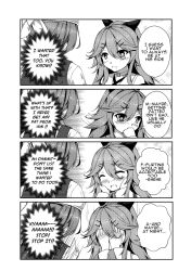 Rule 34 | 10s, 2girls, 4koma, ^ ^, bandana, blush, bow, choker, closed eyes, comic, covering face, covering own mouth, embarrassed, english text, engrish text, facing away, greyscale, hair between eyes, hair bow, hair flaps, hair ornament, hairclip, hands on own cheeks, hands on own face, hands up, highres, kantai collection, kasumi (kancolle), long hair, long sleeves, looking at another, looking away, monochrome, motion lines, multiple girls, nose blush, open mouth, parted bangs, ranguage, sheita, shirt, smile, sparkle background, speech bubble, suspenders, talking, thought bubble, yamakaze (kancolle)
