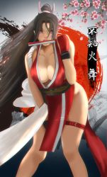 Rule 34 | 1girl, absurdres, breasts, character name, fatal fury, highres, large breasts, ponytail, shiranui mai