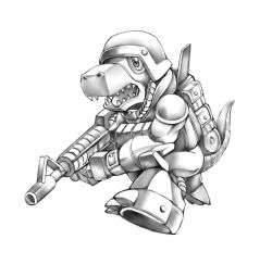 Rule 34 | 1other, commandramon, digimon, digimon (creature), gun, other focus, simple background, solo, weapon, white background