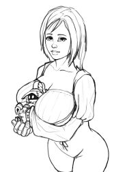 Rule 34 | 00s, 1girl, breasts, cleavage, female focus, final fantasy, final fantasy ix, garnet til alexandros xvii, huge breasts, looking at viewer, monochrome, simple background, solo, vivi ornitier, white background