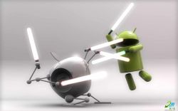 Rule 34 | 3d, android (os), apple inc., battle, energy sword, highres, lightsaber, non-humanoid robot, robot, sword, weapon
