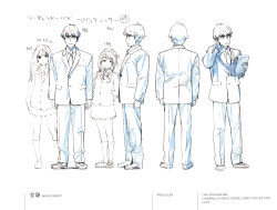 Rule 34 | 1boy, absurdres, character name, character sheet, color trace, copyright name, formal, from side, highres, idolmaster, idolmaster cinderella girls, male focus, multiple views, official art, partially colored, producer (idolmaster), producer (idolmaster cinderella girls anime), production art, scan, simple background, suit, turnaround, white background, zip available