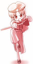 Rule 34 | 1girl, female focus, full body, hong meiling, immaterial and missing power, monochrome, plunger, solo, touhou, yakepu