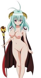 Rule 34 | 1girl, blush, breasts, cleft of venus, green hair, highres, legs, long hair, nipples, nude, nude filter, pussy, run elsie jewelria, solo, tagme, thighs, third-party edit, to love-ru, uncensored