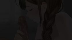 Rule 34 | 1boy, 1girl, animated, braid, brown eyes, brown hair, caressing testicles, censored, close-up, closed eyes, cum, cum in mouth, cum overflow, deepthroat, fellatio, fingernails, from side, half-closed eyes, hand on another&#039;s head, hetero, highres, idolmaster, idolmaster shiny colors, kuwayama chiyuki, licking, licking penis, long hair, mosaic censoring, najar, nude, oral, penis, profile, saliva, solo focus, sound, tagme, tears, testicle sucking, testicles, tongue, tongue out, video