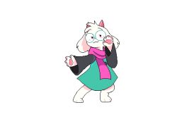 Rule 34 | 1boy, a hat in time, animal ears, animated, animated gif, dancing, deltarune, fafameow, fangs, glasses, goat boy, goat ears, goat horns, horns, light blush, looking at viewer, looping animation, pawpads, ralsei, robe, scarf, simple background, smug, solo
