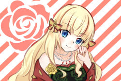Rule 34 | 1girl, black bow, blonde hair, blue eyes, blush, bow, breasts, elf, hair bow, hair ornament, highres, large breasts, long hair, looking at viewer, pointy ears, princess connect!, saren (christmas) (princess connect!), saren (princess connect!), smile, solo, tsukajun
