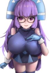 Rule 34 | breasts, glasses, gluko, highres, large breasts, mon colle knights, purple hair, rokumon tengai mon colle knight, tagme