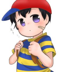 Rule 34 | 1boy, backpack, bag, male focus, mother (game), ness (mother 2), nintendo, short hair, solo, wink